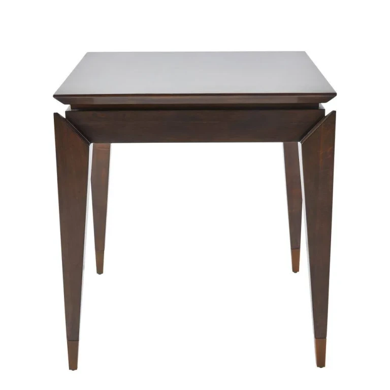 Brindle Eucalyptus Veneer Antique Brass End Table from the Tarten Collection