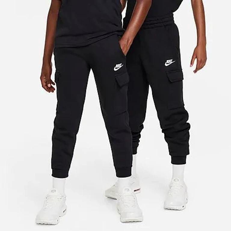 Nike Big Kids Sportswear Club Fleece Cargo Jogger Pants in Sanddrift/Sanddrift/White Size: XS