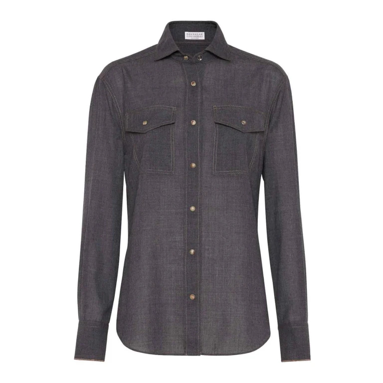 Brunello Cucinelli Hemd Dunkelgrau