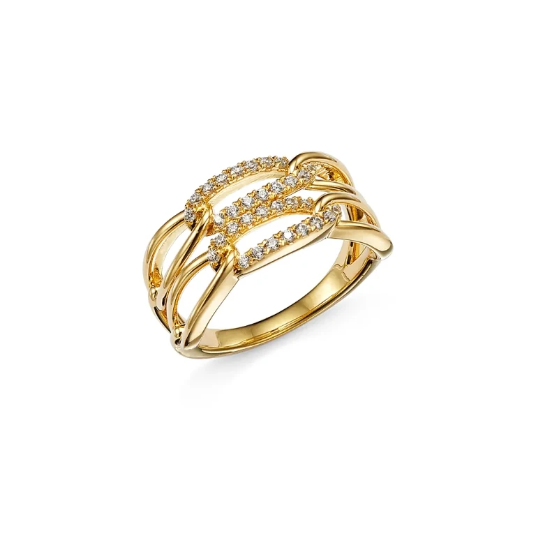 Diamond Double Link Ring in 14K Yellow Gold, 0.25 tcw