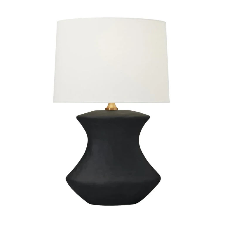 Visual Comfort Studio Bone Table Lamp in Rough Black Ceramic by Hable
