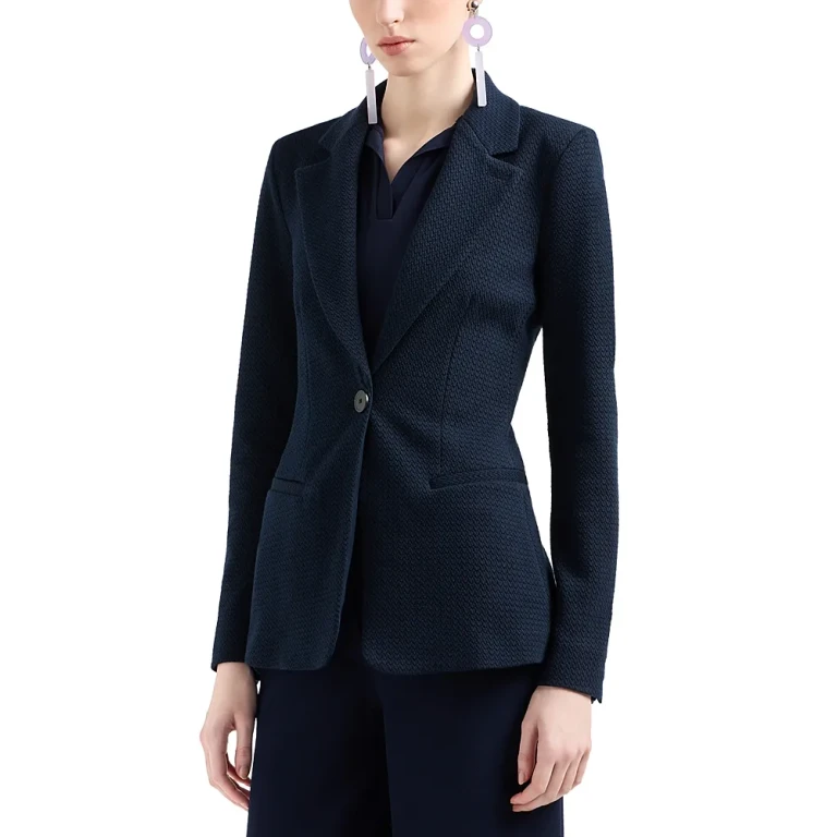 Emporio Armani Textured Jacquard Jersey Knit Blazer Jacket