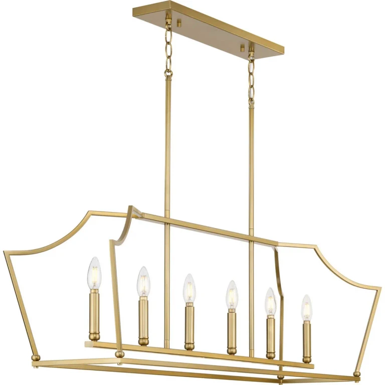 Brushed Bronze Six Light Linear Island Chandelier from the Parkhurst Collection