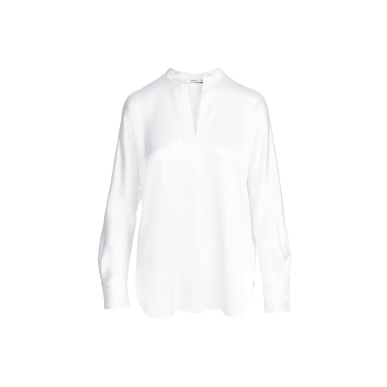 Vince Silk Banded Collar Blouse