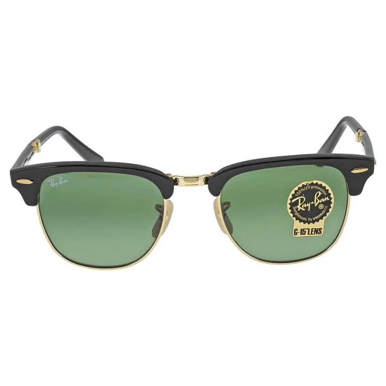 Ray Ban Clubmaster Folding Green Classic G-15 Square Unisex Sunglasses RB2176 901 51