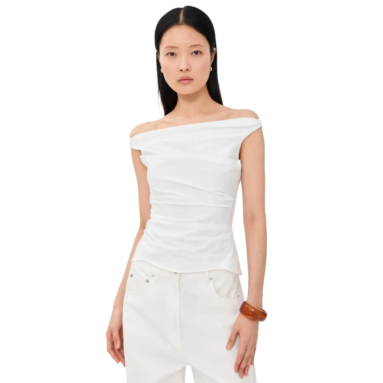 SIMKHAI Maisel Draped Top White 14