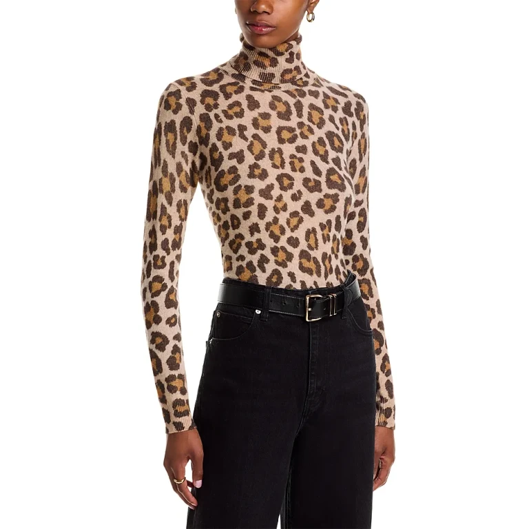Animal Printed Turtleneck Sweater - Exclusive
