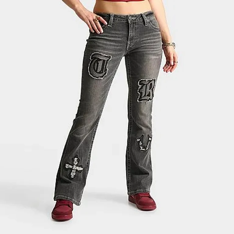 True Religion Women's Becca Appliqué Mid-Rise Bootcut Jeans in Lush Glow Size: 24