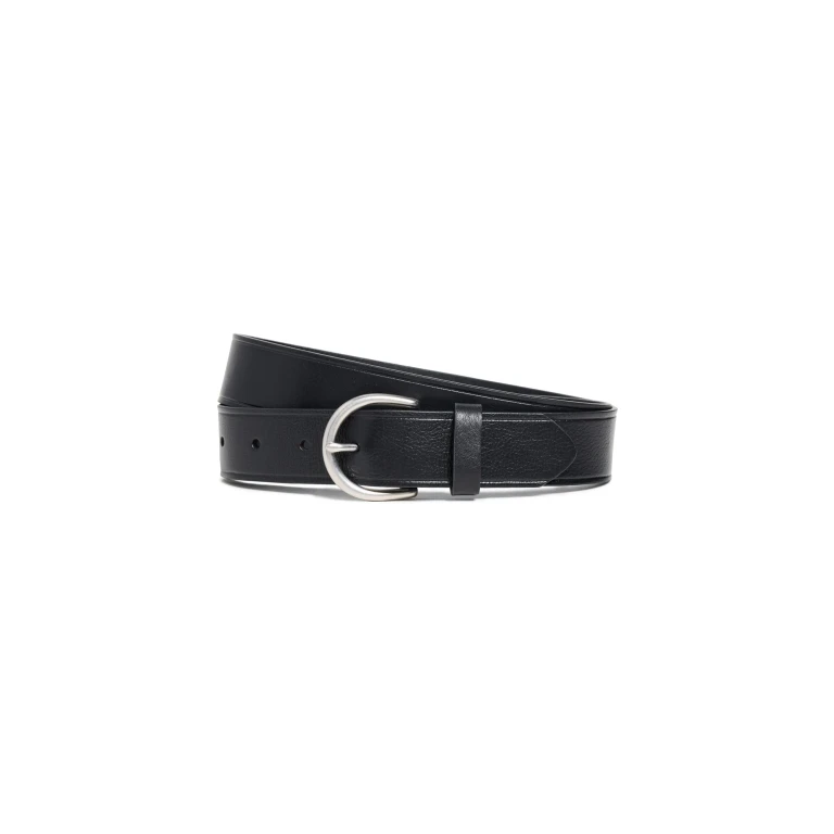 Madewell Medium Perfect Leather Belt Black and Silver M