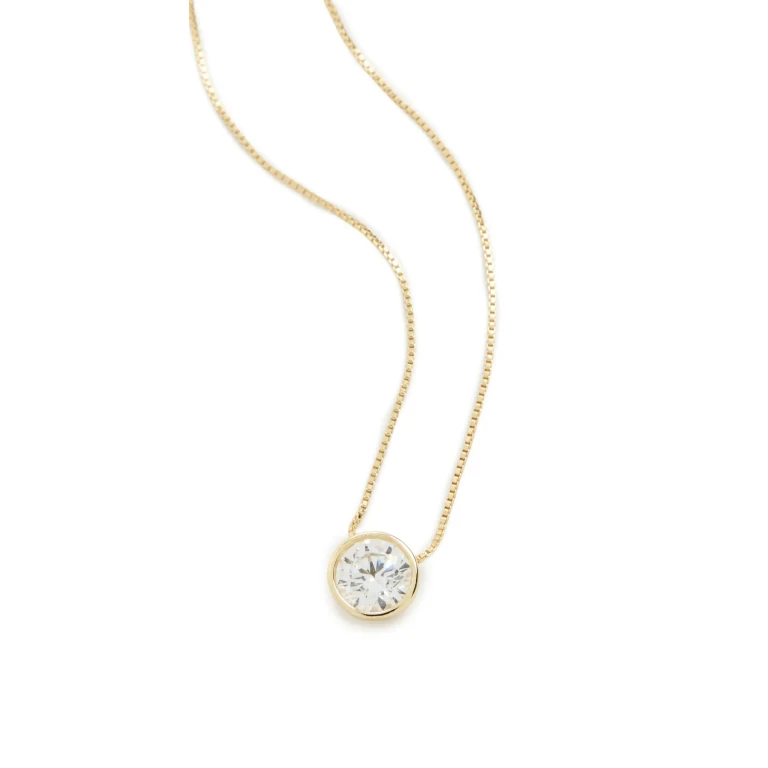 SHASHI Solitaire Bezel Moissanite Necklace Gold One Size