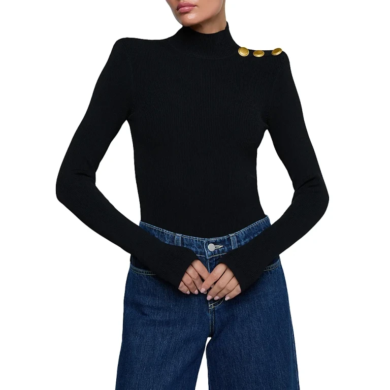 L'Agence Jennis Mock Neck Knit Bodysuit