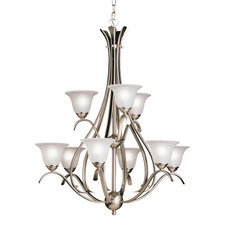 Dover 9-Light 27.75" 2-Tier Chandelier in Brushed Nickel