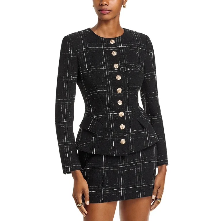 Generation Love Ophelia Windowpane Tweed Jacket