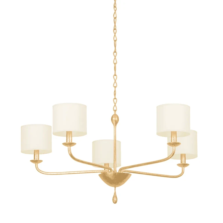 Vintage Gold Leaf Five Light Chandelier from the Osmond Collection