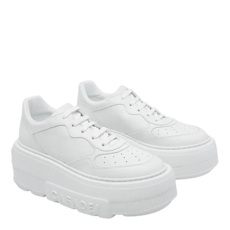 Casadei Sneakers White Calf Leather/rubber Sole - Women