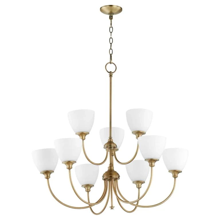 Quorum Celeste 9-Light 34" Transitional Chandelier in Aged Brass