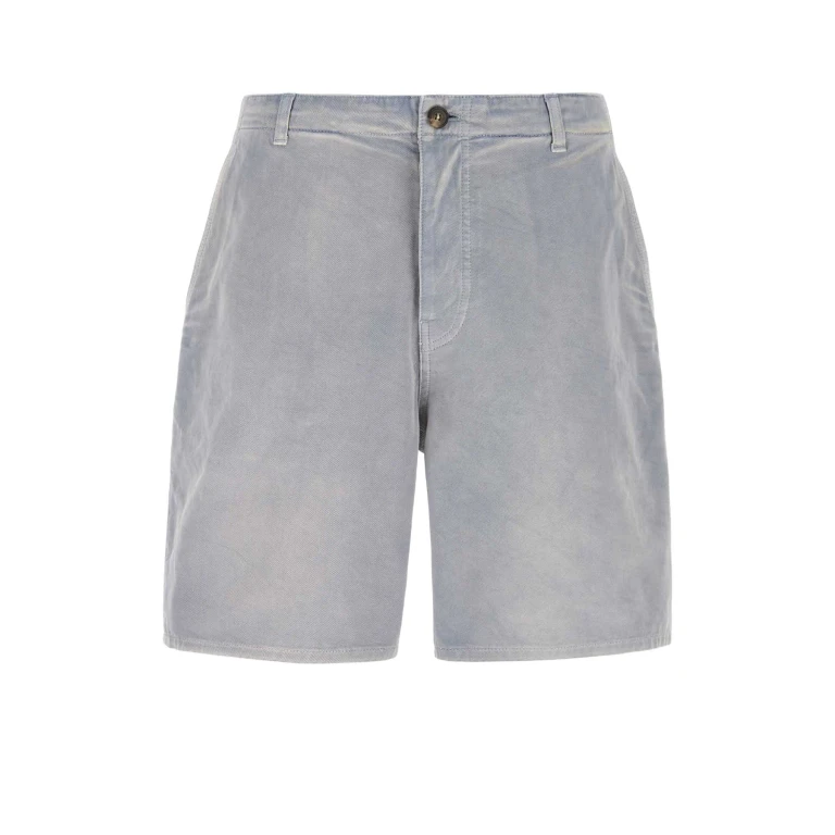 Powder Blue Gabardine Bermuda Shorts Grey Exterior: Cotton - Men