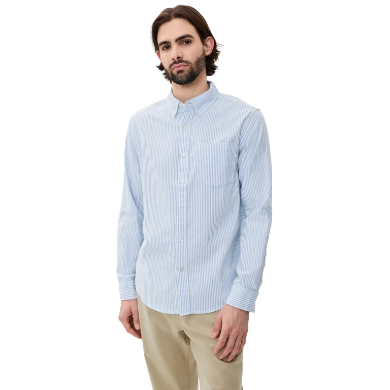 Fair Harbor Salty Oxford Shirt Light Blue Stripe L