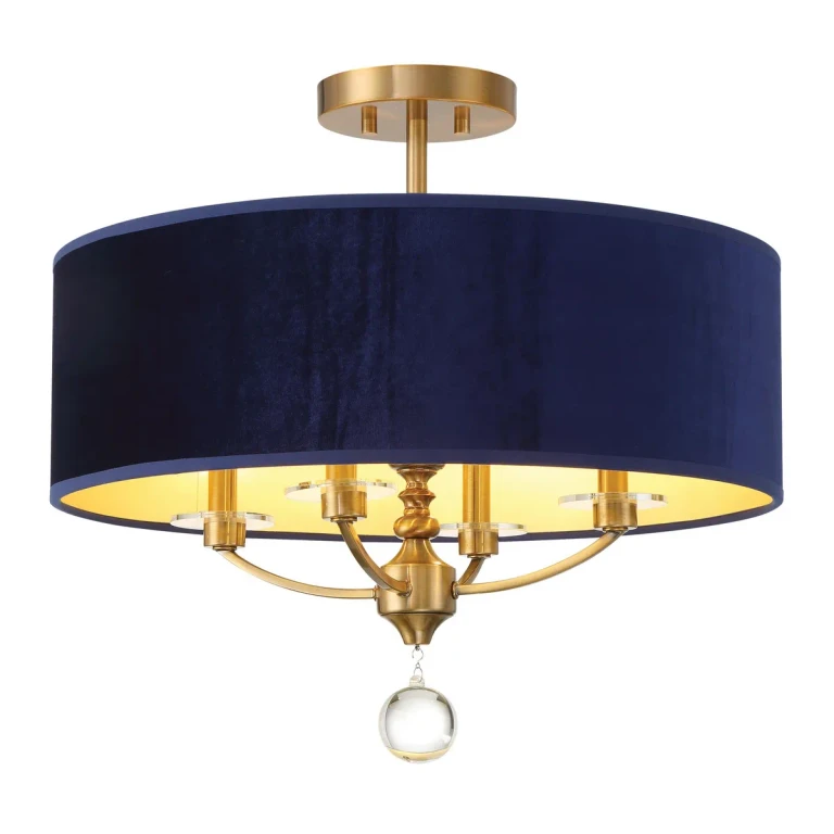 Oxidized Aged Brass Four Light Semi Flush Mount from the Van Noord Collection