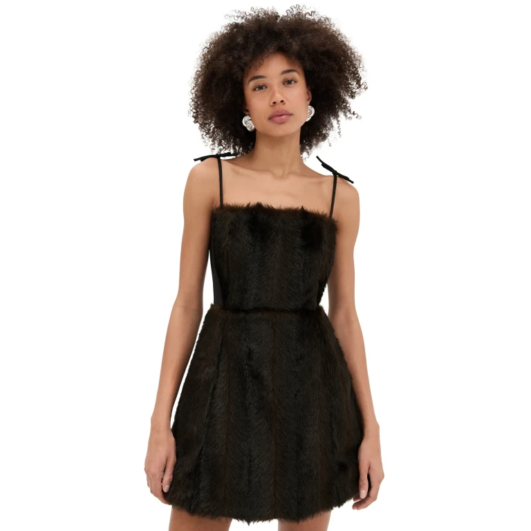 AKNVAS Sigrid Faux Fur Dress Dark Brown 12