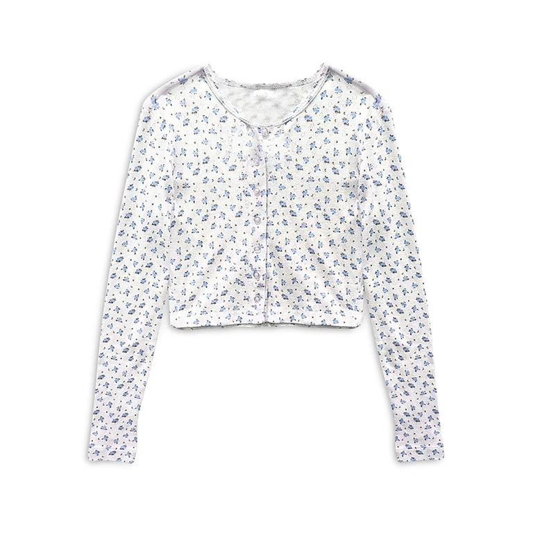 KatieJnyc Girls' Tween Marina Pointelle Cardigan - Big Kid