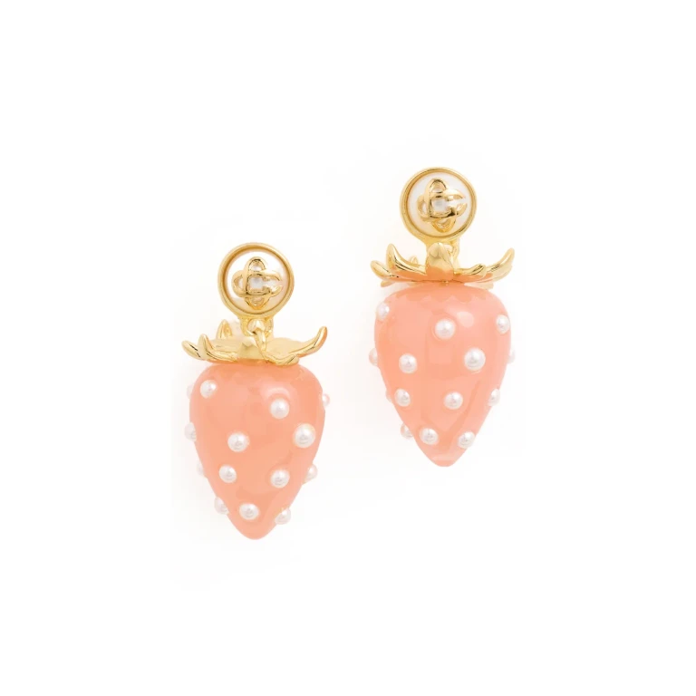 Casablanca Strawberry Earrings Brass/Resin/Pearl One Size