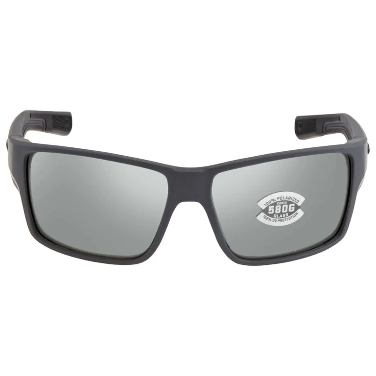 Costa Del Mar Reefton Pro Grey Silver Mirror Polarized Rectangular Mens Sunglasses 6S9080 908009 63