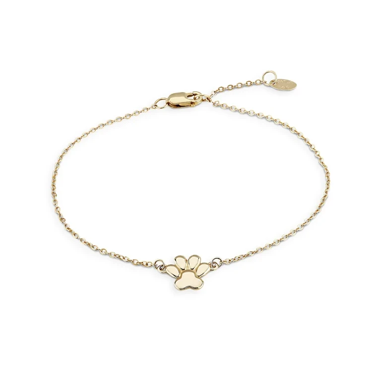 14K Yellow Gold Dog Paw Chain Bracelet