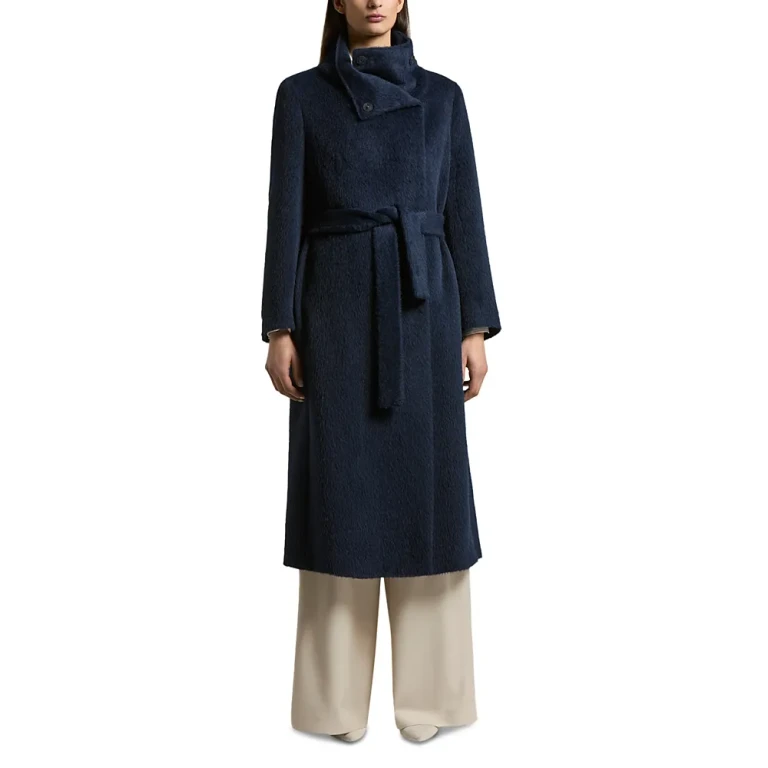 Peserico Long Stand Collar Belted Coat