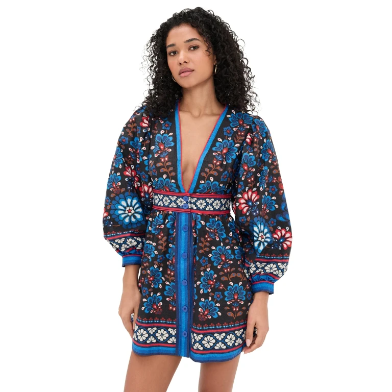 FARM Rio Latina Scarf Black Mini Dress Latina Scarf Black L