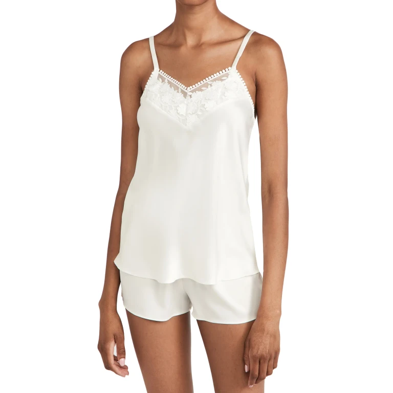 Flora Nikrooz Kylie Charmeuse Cami Set with Lace Ivory M