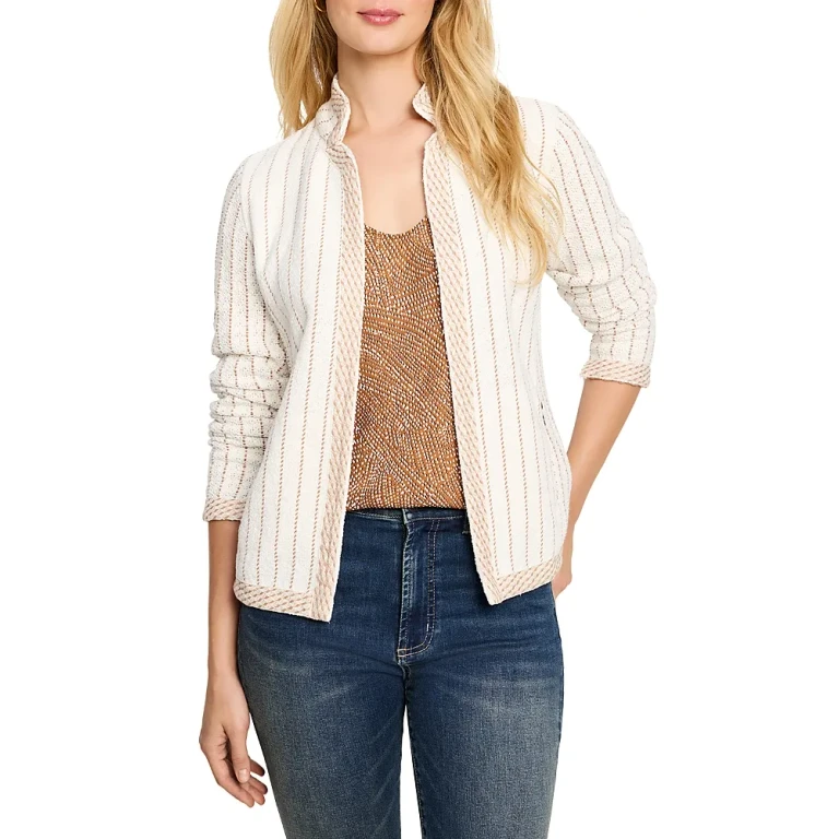 Nic+Zoe Pinstriped Notched Collar Jacket
