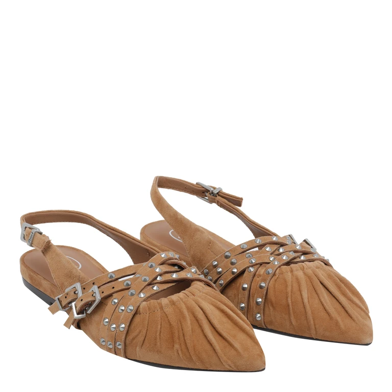 Ash Flat Shoes Beige Suede Leather/rubber Sole - Women