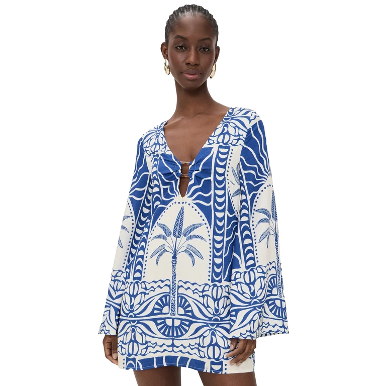 Seven Wonders Caledeira Long Sleeve Mini Dress Joanna Blue XS