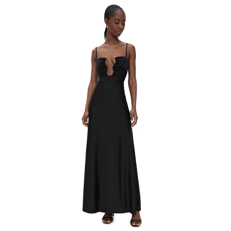 Runaway the Label Kalena Plunge Maxi Dress Black XL