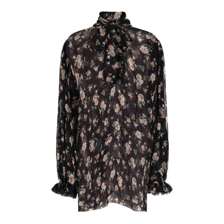 Dolce & Gabbana 复古玫瑰印花雪纺上衣