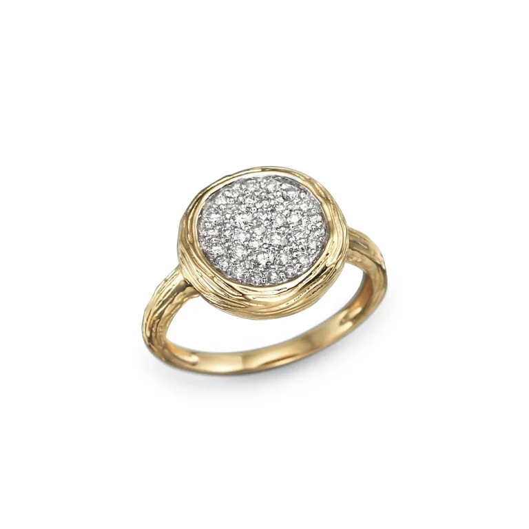 Diamond Circle Statement Ring in 14K Yellow Gold, .40 tcw