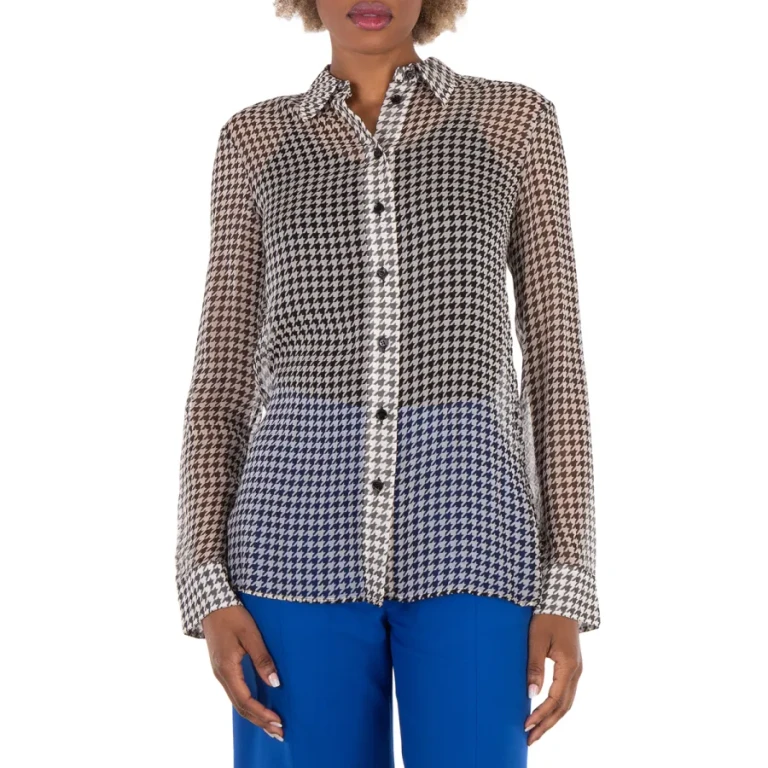 Burberry Houndstooth-Print Silk Shirt