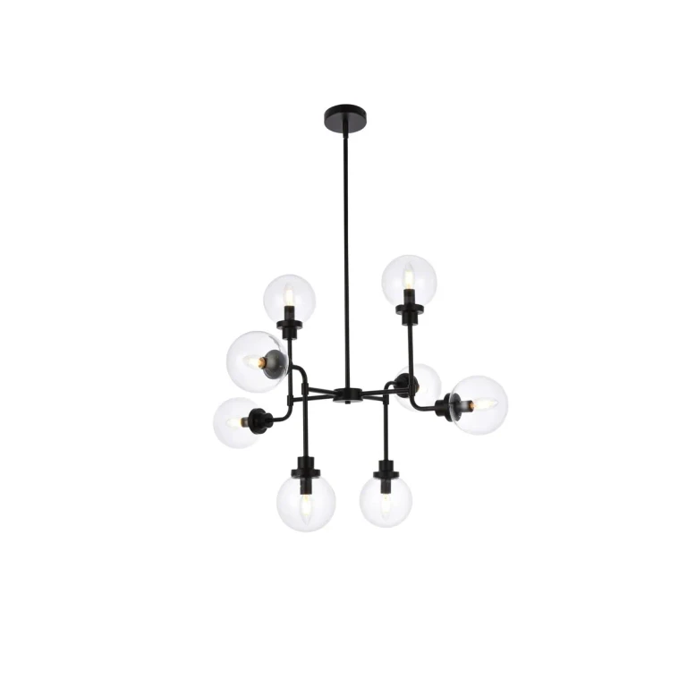 Black Eight Light Pendant from the Hanson Collection