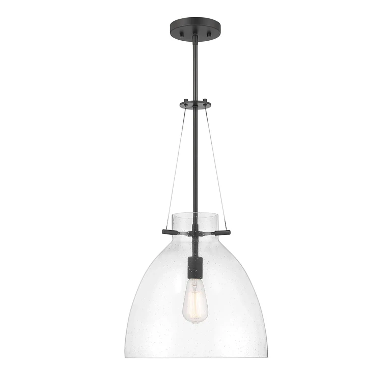 Matte Black One Light Pendant from the Foster Collection