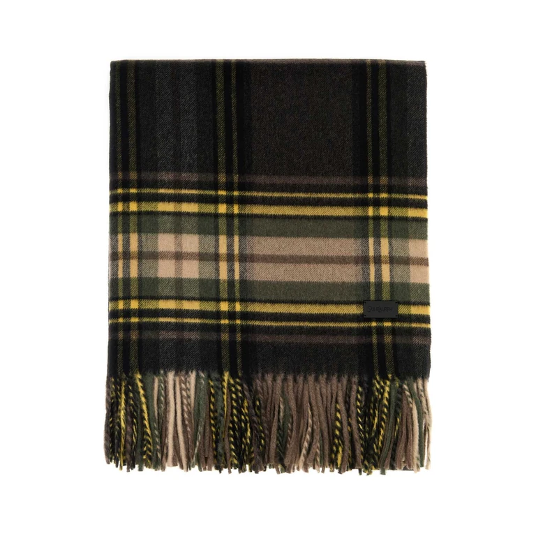Saint Laurent Embroidered Cashmere Blend Scarf Brown/dark Green Exterior: Wool Sciarpe E Foulard - Women