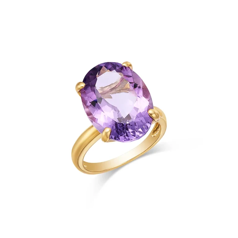 Rose Amethyst Ring in 14K Yellow Gold