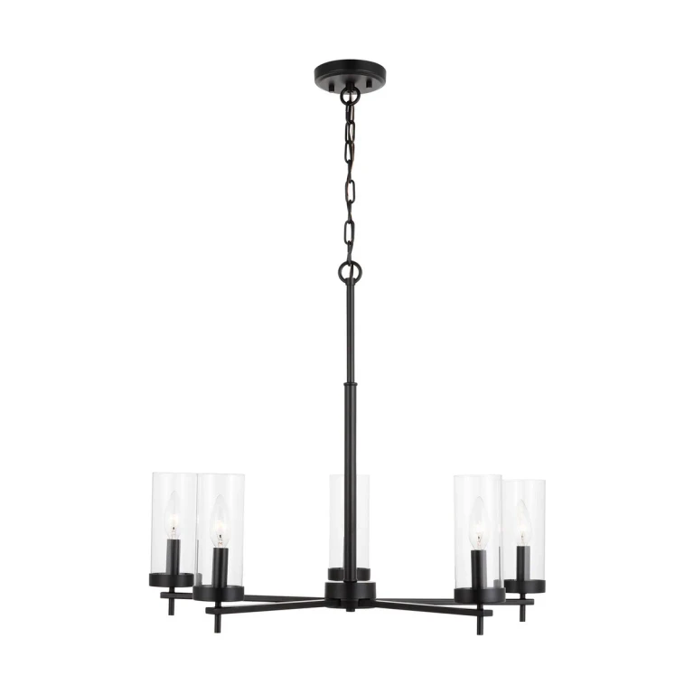 Midnight Black Five Light Chandelier from the Zire Collection