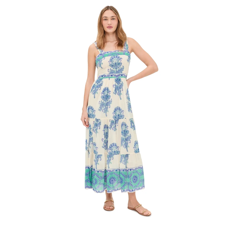 Bell Ophelia Maxi Dress Turquoise And Blue Motif XS