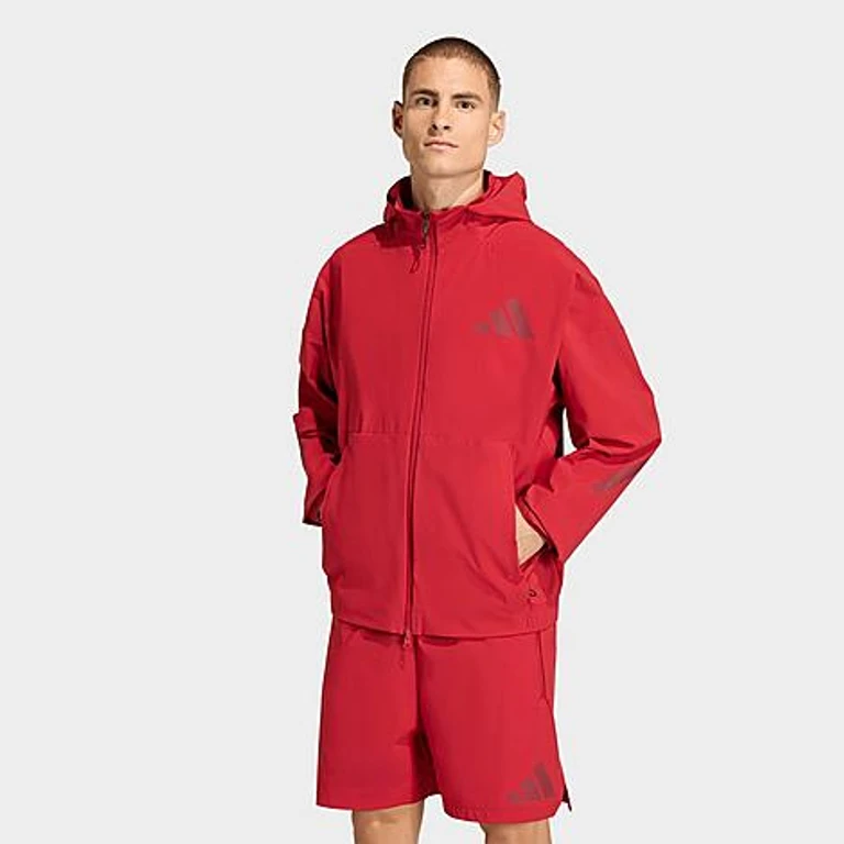 adidas Men's Z. N.E. Hooded Woven Track Top in Active Maroon Size: Small