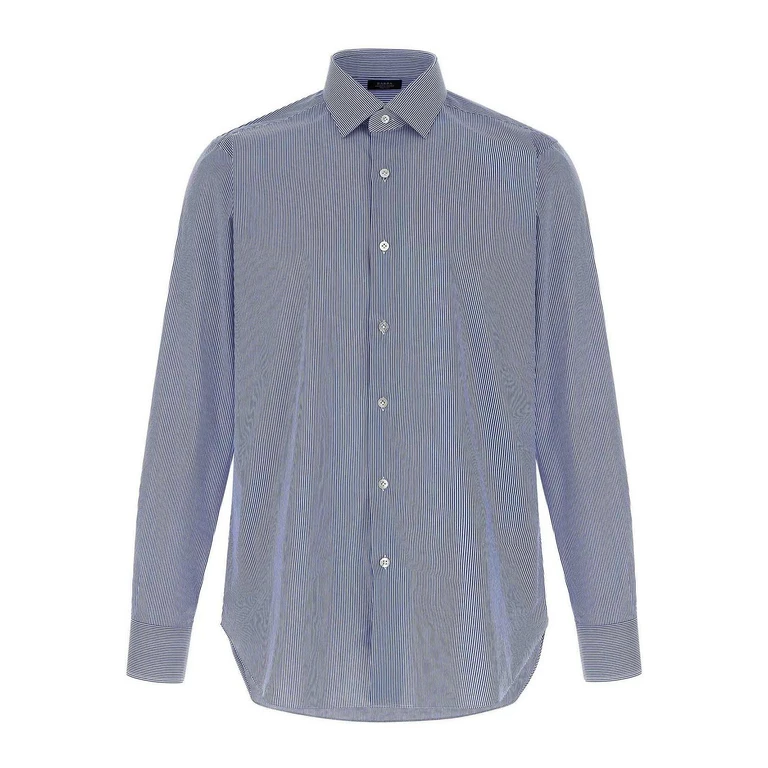 Barba Striped shirt Blue Cotton Shirt, Blouse - Men