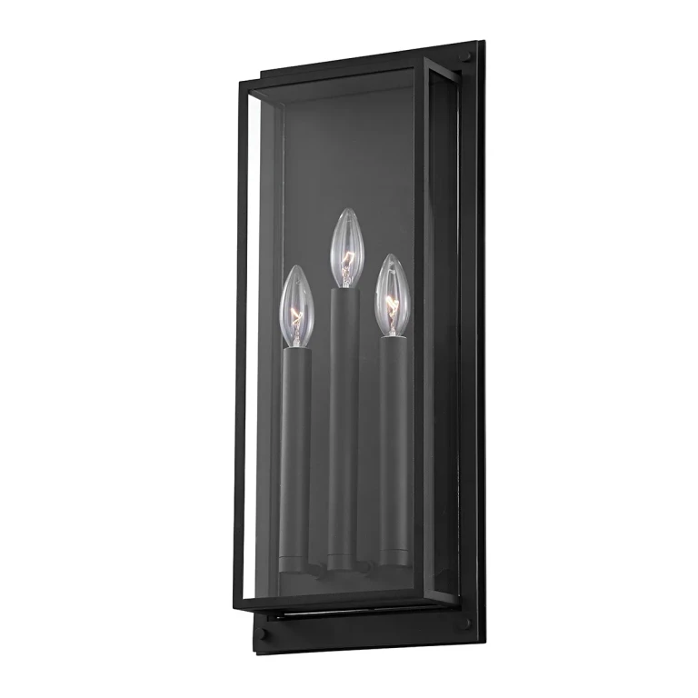 Textured Black Three Light Outdoor Wall Sconce from the Winslow Collection