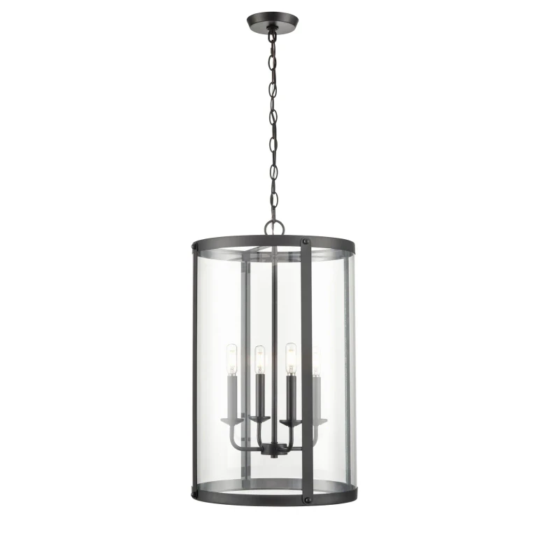 Matte Black Four Light Pendant from the Aydenn Collection