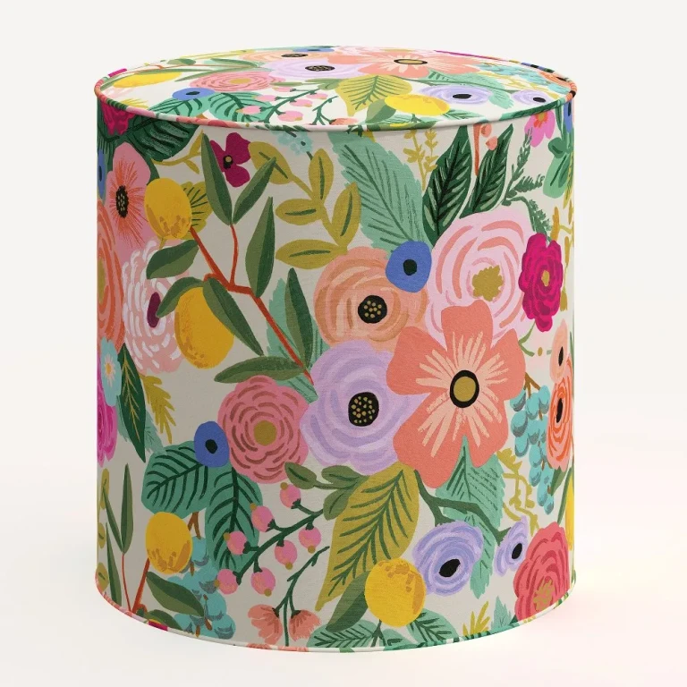 Billie Garden Party Pink Round Ottoman
