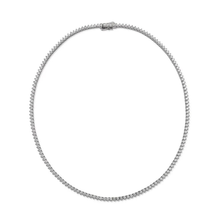 Certified Colorless Diamond Classic Tennis Necklace in 14K White Gold, 7 tcw